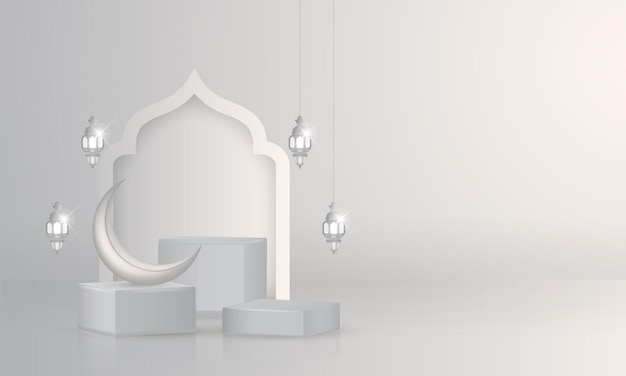 3d islamitische podiumproductvertoning met arabische lantaarn