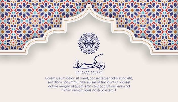3D islamitische Ramadan kareem horizontale groet banner cover kleurrijke eid al fitr mubarak achtergrond