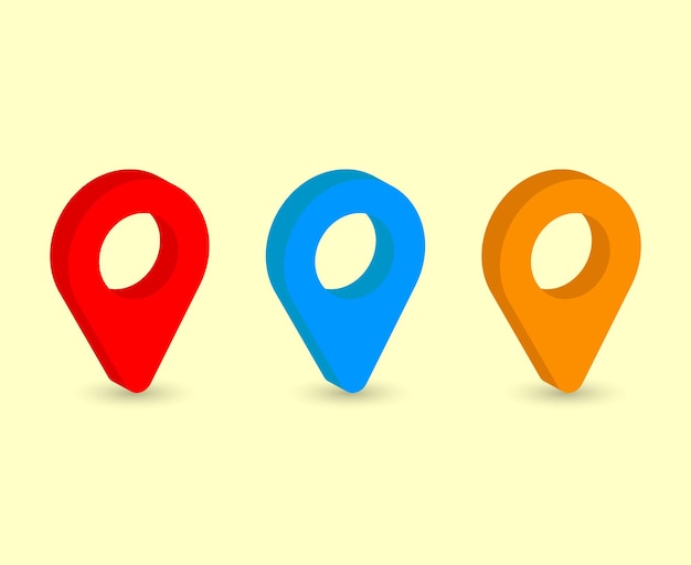 3d isolated location pin icons set