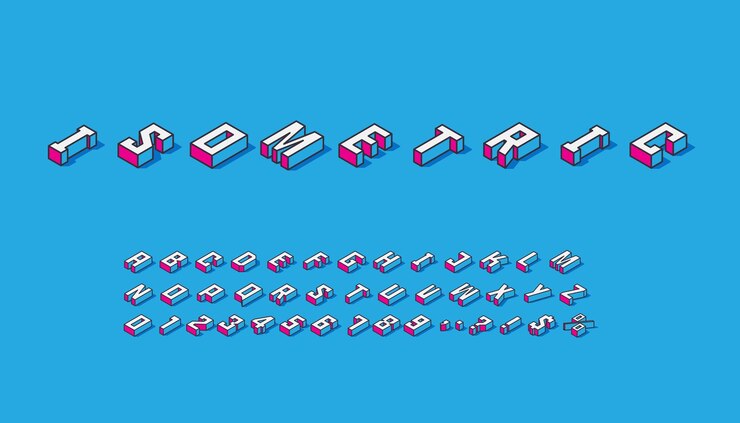 Vector 3d isometric alphabet font