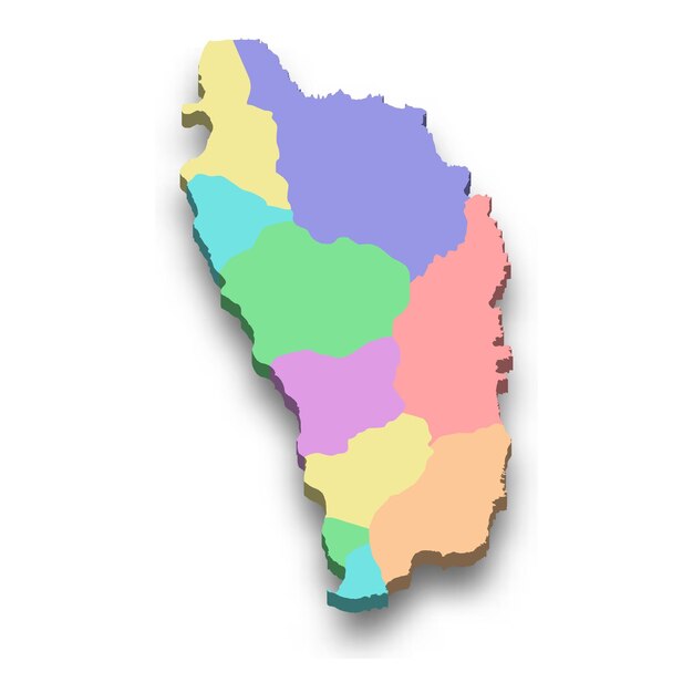 3d isometric colored map of dominica