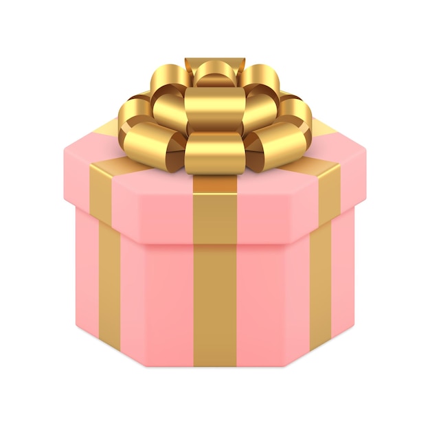 3d isometric design template realistic girlish pink cardboard gift box holiday congratulations