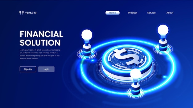 3d isometric financial solution vector based
