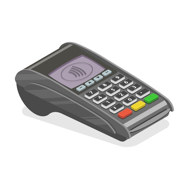 Vector 3d isometric flat concept of pos terminal