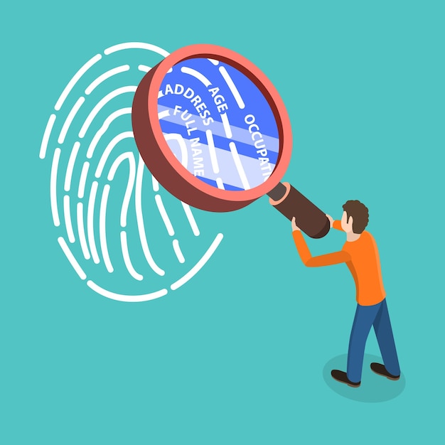 3d isometric flat vector conceptual illustration of biometric information