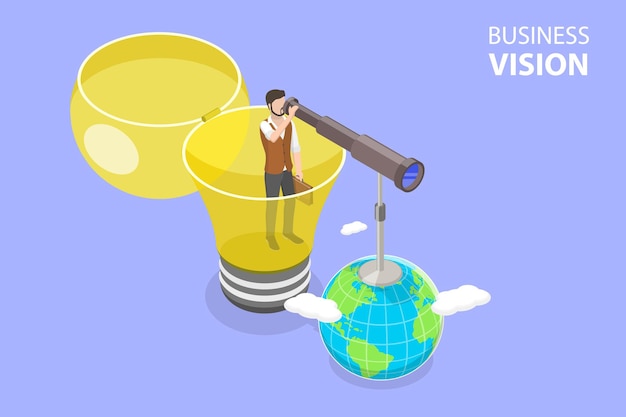 3D Isometric Flat Vector Conceptual Illustration of Business Vision