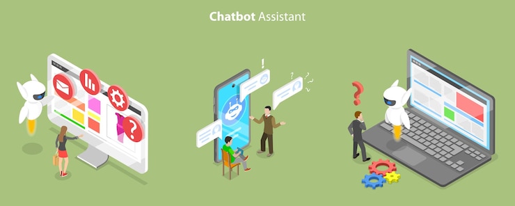 Vector 3d isometric flat vector conceptual illustration of chatbot assistant
