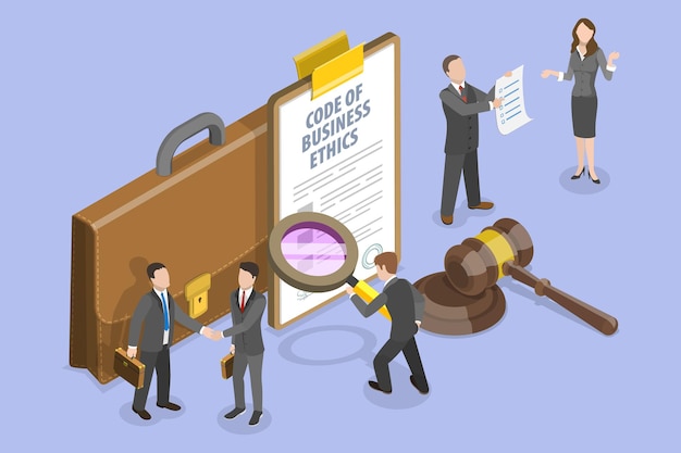 3D Isometric Flat Vector Conceptual Illustration of Code Of Business Ethics