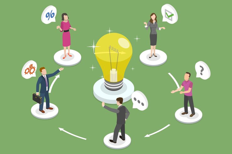 Vector 3d isometric flat vector conceptual illustration of collective cooperation