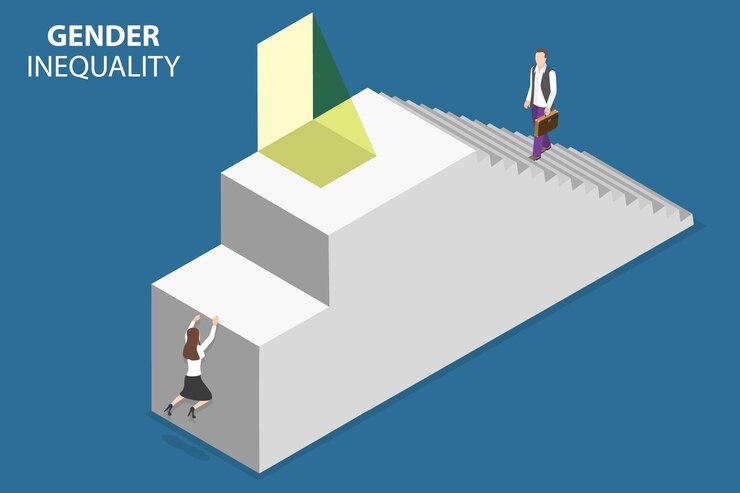 Vector 3d isometric flat vector conceptual illustration of gender inequality