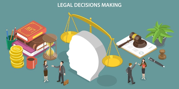 3D Isometric Flat Vector Conceptual Illustration of Legal Decisions Making