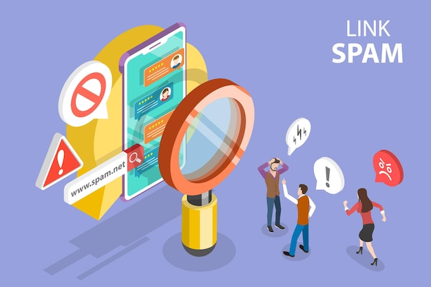 3D Isometric Flat Vector Conceptual Illustration of Link Spam