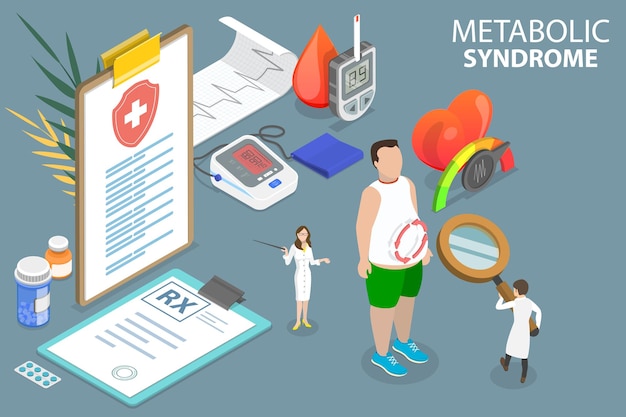 Vector 3d isometric flat vector conceptual illustration of metabolic syndrome