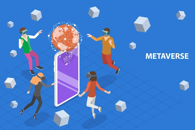 3D Isometric Flat Vector Conceptual Illustration of Metaverse