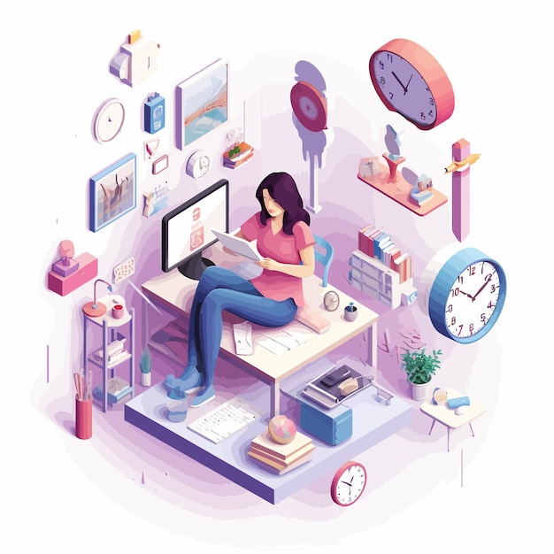 Vector 3d_isometric_flat_vector_conceptual_illustration_of_female
