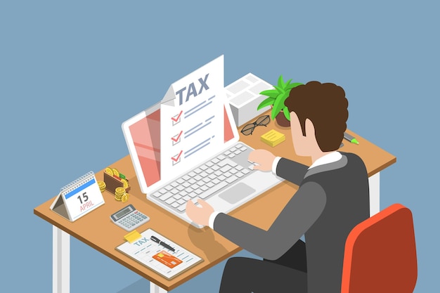 3d isometric flat vector conceptual illustration of tax