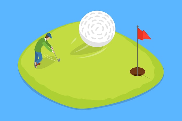 Illustrazione concettuale 3d a vettore piatto isometrico di torneo o golf ricreativo