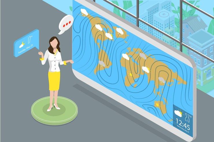 Vector 3d isometric flat vector conceptual illustration of weather forecast