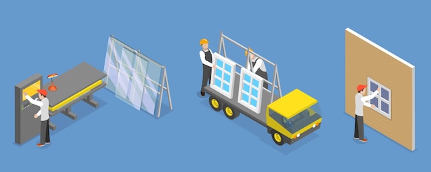 3D Isometric Flat Vector Conceptual Illustration of Windows Installing
