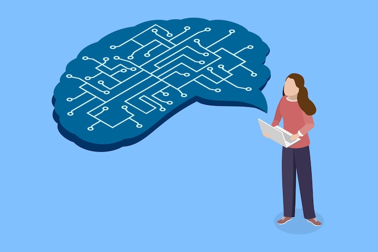Vector 3d isometric flat vector illustration of artificial intelligence technologies and innovations