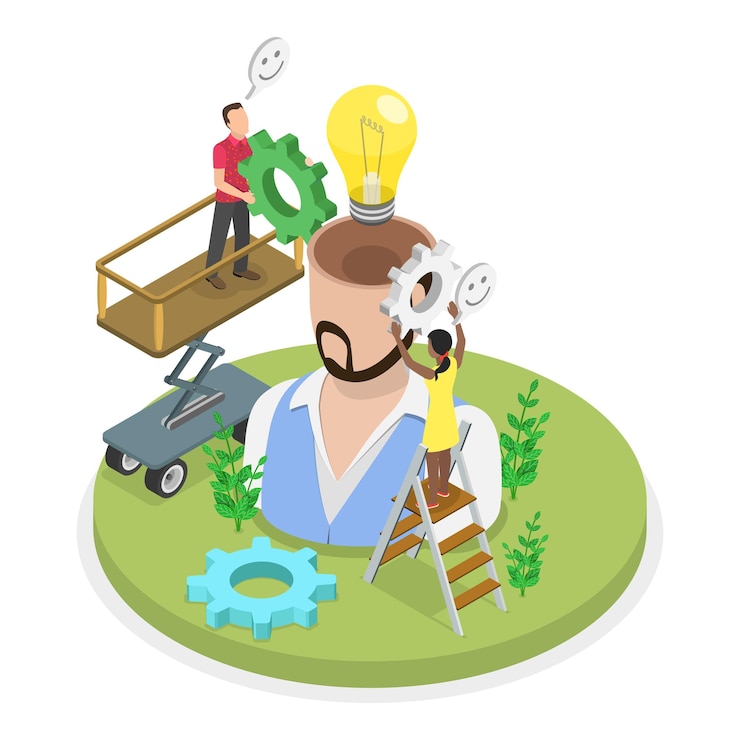 Vector 3d isometric flat vector illustration of effective smart and green solutions sustainable project