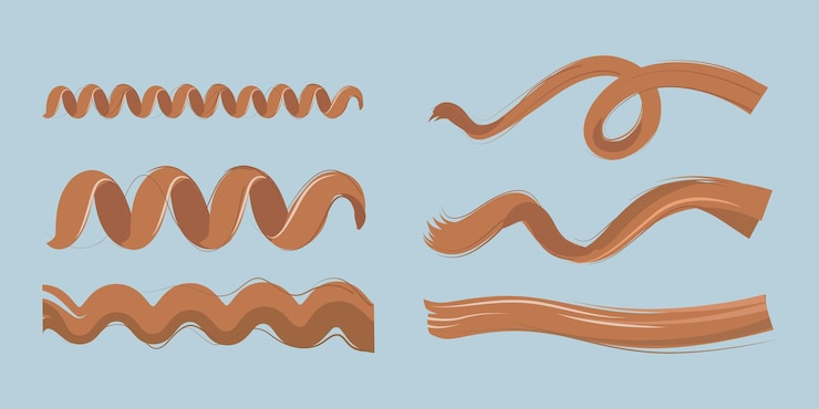Vector 3d isometric flat vector illustration of hair curl types straight waves and curly