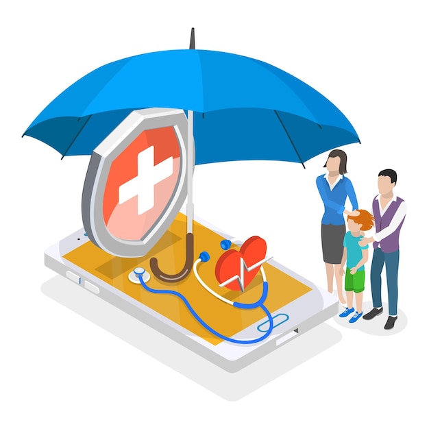 3D Isometric Flat Vector Illustration of Insurance Policy Services Item 3