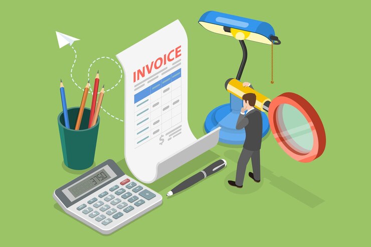 Vector 3d isometric flat vector illustration of invoice