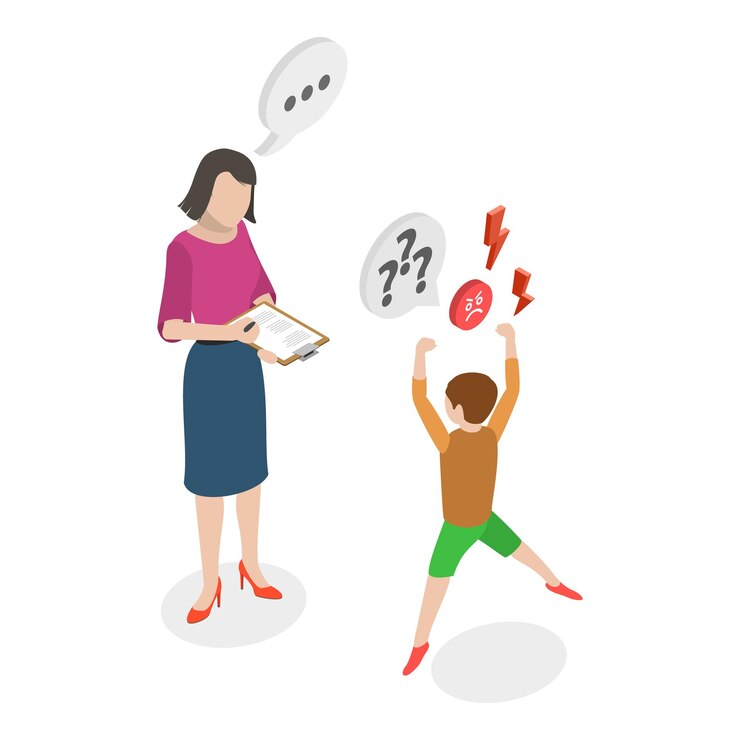 Vector 3d isometric flat vector illustration of kids emotional management item 1