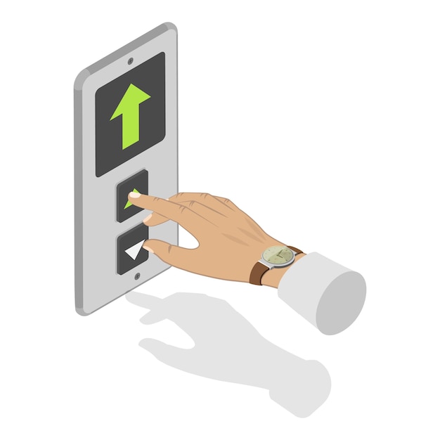3d isometric flat vector illustration of lift up and down buttons elevator calling item 1