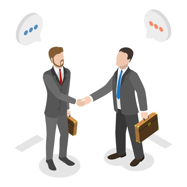 3d isometric flat vector illustration of negotiation disagreement resolution item 4