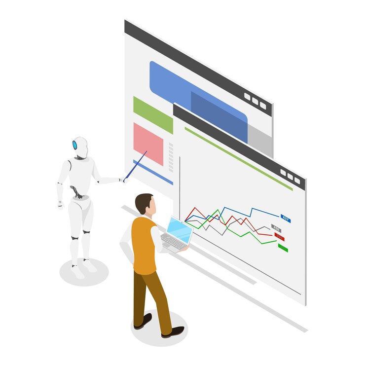 Vector 3d isometric flat vector illustration of neural networks artificial intelligence technology item 1