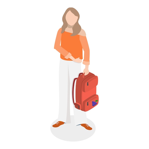 3D Isometric Flat Vector Illustration of People With Backpacks Item 1