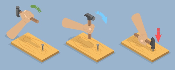 Vector 3d isometric flat vector illustration of physics experiment types of energy potential and kinetic
