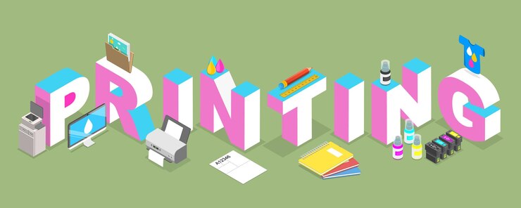 Vector 3d isometric flat vector illustration of printing