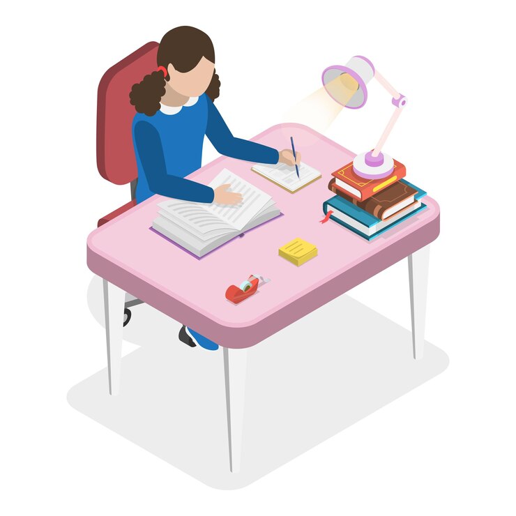 Vector 3d isometric flat vector set of children study item 3