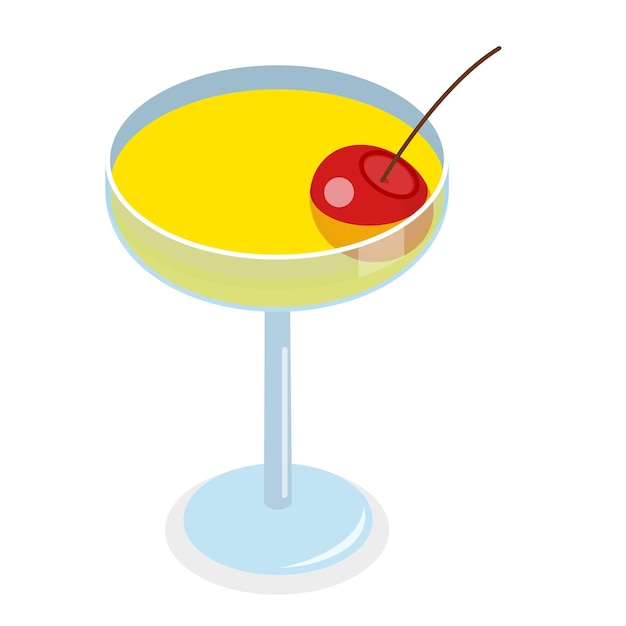 3D Isometric Flat Vector Set of Cocktails Drinks in Different Types of Glasses Item 4