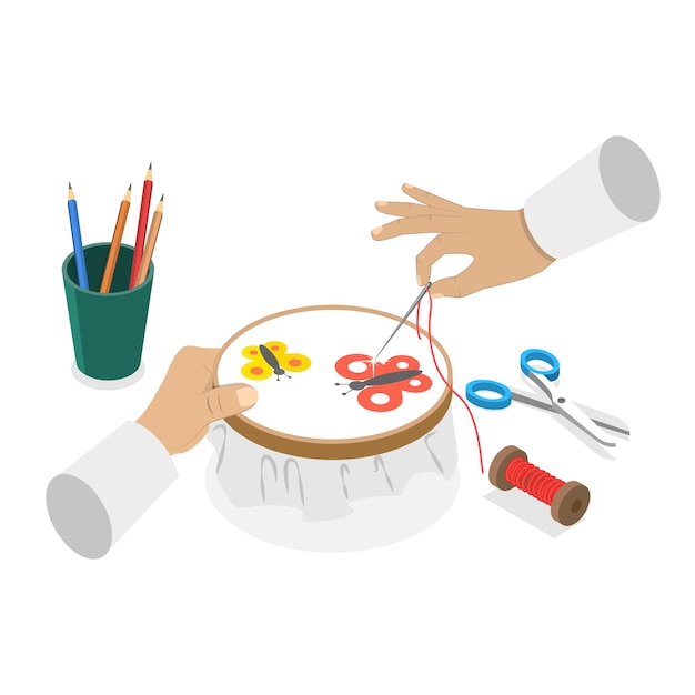 Craft tools and handmade instruments hobby items Vector Image