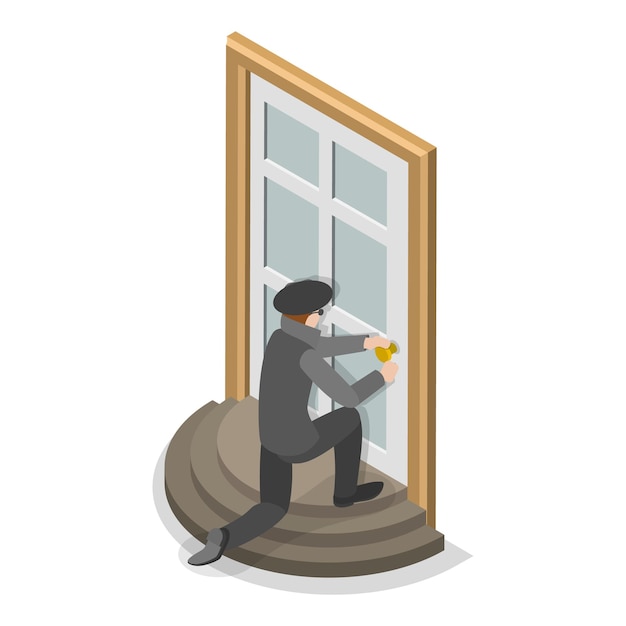3D Isometric Flat Vector Set of Criminal Set Item 1