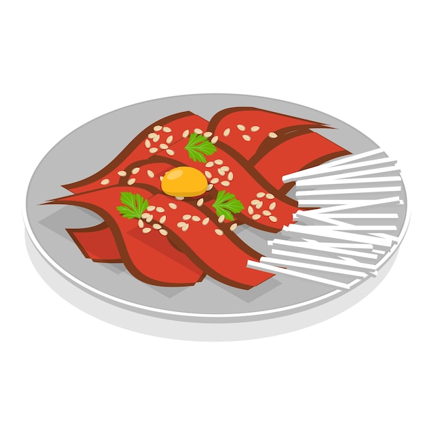 3d isometric flat vector set of korean food asian cuisine item 1