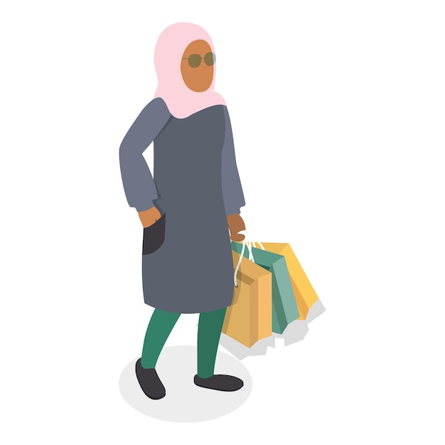 3D Isometric Flat Vector Set of Muslim People Different Classic and Modern Outfits Item 1