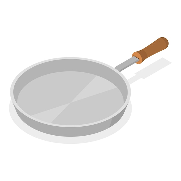Вектор 3d изометрический плоский векторный набор сковородок, кухонных принадлежностей для приготовления предмета 2
