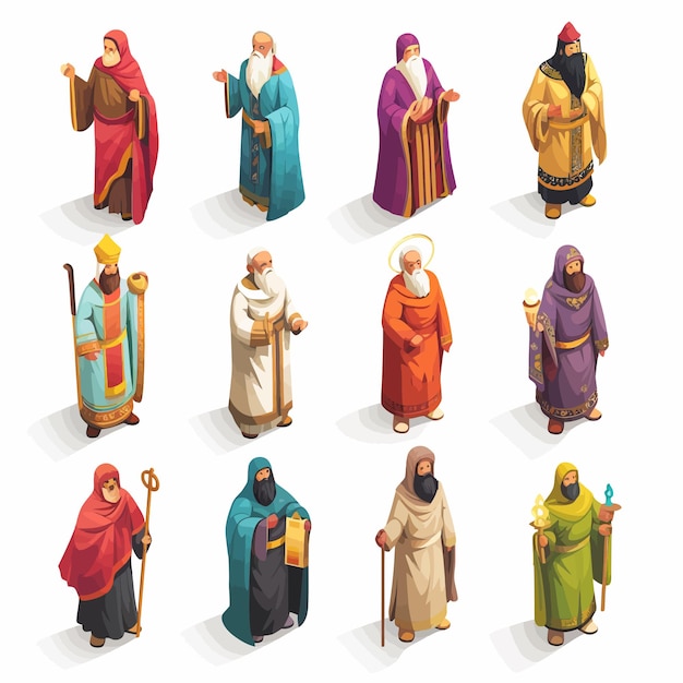 ベクトル 3d_isometric_flat_vector_set_of_religious_leader (イソメトリック・フラット・ベクトル・セット・オブ・リリリギュア・リーダー)