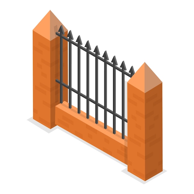 3D Isometric Flat Vector Set of Terrace Fences and Gates Architecture Eexterior Elements Item 1