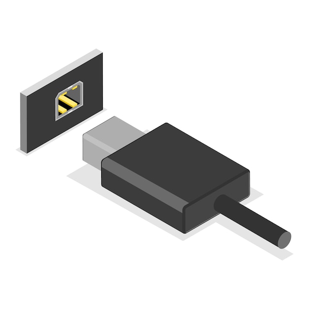 Vector 3d isometric flat vector set of usb types socket plug in item 4