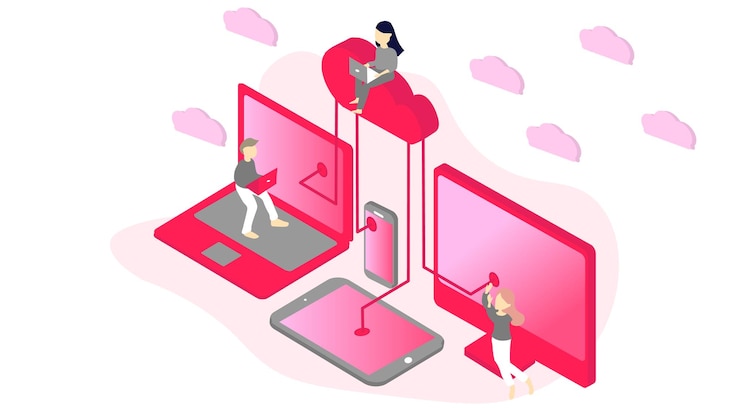 Vector 3d isometric illustration for business isometry a team of specialists is working on a project