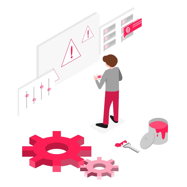 Vector 3d isometric illustration the man worked but made a mistake