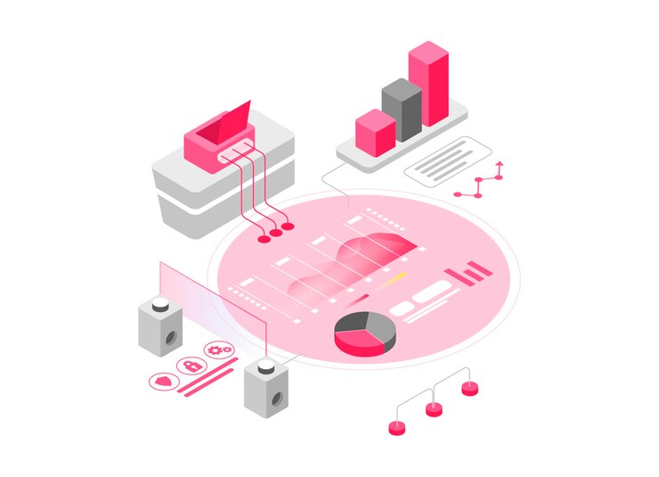 Vector 3d isometric illustration for marketing isometry the image shows a digital platform a laptop