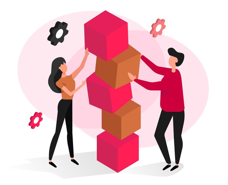 Vector 3d isometric illustration for marketing isometry the team collects data to compile a brand book