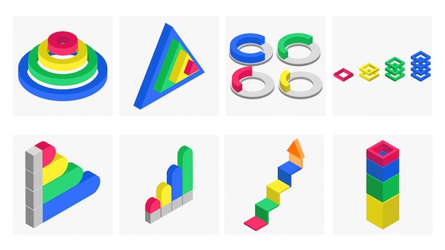 3d isometric infographic element set.